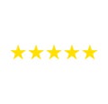 Five stars rating. Star icon. Feedback consumer or customer review evaluation banner, satisfaction level and critic icon