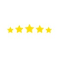 Five stars rating. Star icon. Feedback consumer or customer review evaluation banner, satisfaction level and critic icon