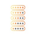 Five stars ratings web 2.0 button. Yellow and gray shapes with shadow and reflection on white Royalty Free Stock Photo