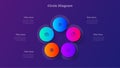 Five Step Circle Diagram. 5 Step Gradient Infographic Template for Presentation, Workflow Visualization and Business Data Flow Royalty Free Stock Photo