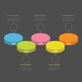 Five step Timeline horizontal round colorful stage podium segment Infographic Royalty Free Stock Photo