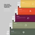 Five Steps Infographic Template with Colorful Layers and Icons Royalty Free Stock Photo