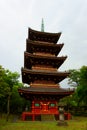 Five Storied Pagoda of Kaneiji Temple at Ueno Park in Tokyo. Old stone lantern