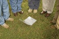 Five students stood outdoors