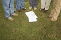 Five students stood outdoors