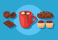 five sweet cocoa icons