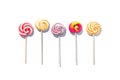 Five sweet lollypops isolated