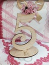 Five (wedding table number) Royalty Free Stock Photo