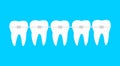 Five teeth with dental braces vector illustration. Orthodontic treatment Royalty Free Stock Photo