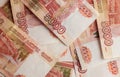 Five thousand Russian rubles banknotes as background