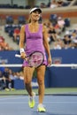Five times Grand Slam champion Martina Hingis during final doubles match at US Open 2014 Royalty Free Stock Photo