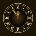 Five to twelve! Stylish golden vector clock