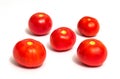 Five tomato vegetables after harvest isolated on white background Royalty Free Stock Photo