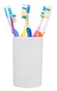 Five toothbrushes and interdental brush