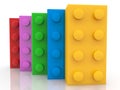 Five toy bricks are stacked one after the other in different colors Royalty Free Stock Photo