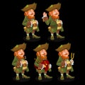 Five traditional leprechauns with different items Royalty Free Stock Photo