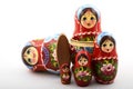 Five traditional Russian matryoshka dolls