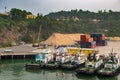 Five tugboats anchored in Da Nang Port, Vietnam Royalty Free Stock Photo