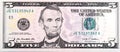 Five U.S dollar banknote.