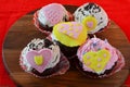 Five Valentine love muffins Royalty Free Stock Photo