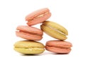 Five various macaron cakes. Close up.