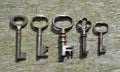 Five very small Antique pipe Keys