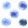 Five watercolor blue spots