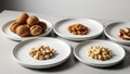 Neatly with a small pile of nuts in the center showcasing the Royalty Free Stock Photo