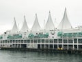 Five White Sails in Coal Harbour in Vancouver, British Columbia