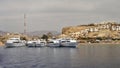 Five white yachts in the Red Sea near Sharm El Sheikh Egypt Royalty Free Stock Photo