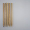 Five wood pencils in group