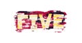 five, word in graffiti style, graphic design and typography