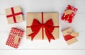 Five Wrapped Christmas Gifts Royalty Free Stock Photo