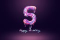 Five year anniversary background, number from pink candy on dark background. Concept for happy birthday background, brochure Royalty Free Stock Photo