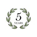 Five year anniversary with floral laurel wreath