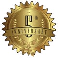 Five Years Gold Anniversary Seal Label Badge