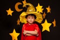 Five years old boy in sky watcher costume