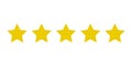 Five yellow stars customer product rating. Icon few web applications and websites