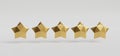 five yellow stars. Customer rating feedback concept from client about employees of the website. Realistic 3d design. For mobile