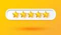 Five yellow stars customer rating feedback product review button 3d icon vector illustration. Sign or symbol design for mobile Royalty Free Stock Photo