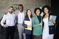 Five Young Multicultural Businessmen And Businesswomen Standing In Modern Office Royalty Free Stock Photo
