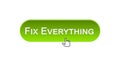 Fix everything web interface button clicked with mouse cursor, green color Royalty Free Stock Photo