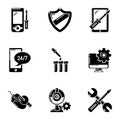 Fix game console icons set, simple style Royalty Free Stock Photo