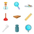 Fix icons set, cartoon style Royalty Free Stock Photo