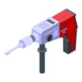 Fix instrument kit icon isometric vector. Hammer drill Royalty Free Stock Photo