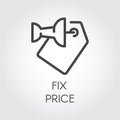 Fix price line icon. Graphic linear logo for offers, commerce, booking and other business design needs. Vector