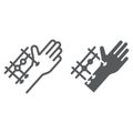 Fixation joints surgery line and glyph icon, medical and equipment, hand surgery sign, vector graphics, a linear pattern