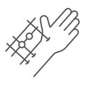 Fixation joints surgery thin line icon, medical and equipment, hand surgery sign, vector graphics, a linear pattern on a