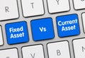 Fixed Asset vs. Current Asset - Inscription on Blue Keyboard Key