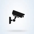 Fixed CCTV sign icon or logo. Security Camera concept. Surveillance camera vector illustration Royalty Free Stock Photo